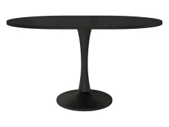 Mesa de comedor extensible ovalada para 4-6 personas 140x100cm en MDF con pata central, color negro