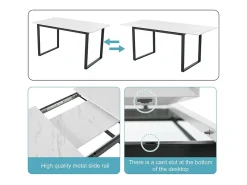 Mesa de comedor extensible multifuncional - estilo industrial - Blanco