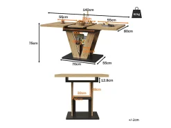 Mesa de comedor extensible para 6 personas - 110/140 x 80 x 75 cm - para cocina y salón - MDF + metal - natural