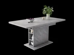 Mesa de comedor extensible moderna con almacenamiento debajo - Gris
