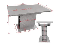 Mesa de comedor extensible moderna con almacenamiento debajo - Gris