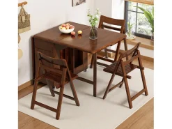Mesa de comedor extensible y compacta, mesa de cocina de madera de 130 cm con almacenamiento y ruedas 360°, para 2 a 6 personas, acabado nogal