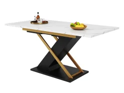 Mesa de comedor extensible (120-160×80 cm) - en MDF - para 6 a 8 personas - Blanco