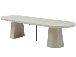 Mesa de comedor extensible para 6 a +12 personas en MDF - Efecto travertino beige - CLOEVA