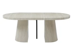 Mesa de comedor extensible para 6 a +12 personas en MDF - Efecto travertino beige - CLOEVA