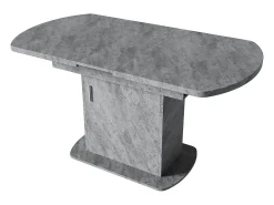 Mesa de comedor extensible ovalada 110(130)x70cm con almacenaje - Acabado efecto hormigón - Gris