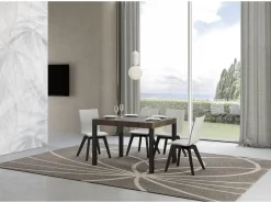 Mesa de comedor extensible Karry-Color Marrón-Soporte 4 pies-Ancho extensible