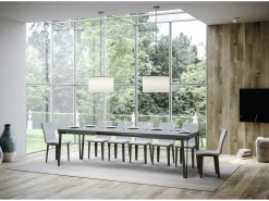 Mesa de comedor extensible de diseño con patas de metal antracita Konta-Color Marrón-Ancho extensible