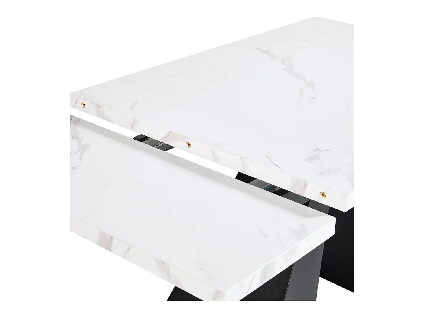 Mesa de comedor extensible 99-159 x 74 cm - 6 a 8 personas - en MDF - Blanco + Negro