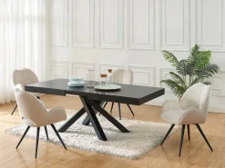 Mesa de comedor extensible 6 a 10 cubiertos de MDF y metal - Negro - CATONAV