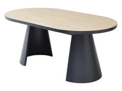 Mesa de comedor extensible de 6 a 10 personas en MDF y metal - Natural y Negro - KORIZEA