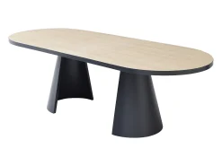 Mesa de comedor extensible de 6 a 10 personas en MDF y metal - Natural y Negro - KORIZEA