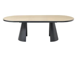 Mesa de comedor extensible de 6 a 10 personas en MDF y metal - Natural y Negro - KORIZEA