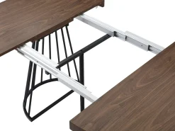Mesa de comedor extensible 2 a 12 personas en MDF y acero - Marrón oscuro natural y negro - FIRELA