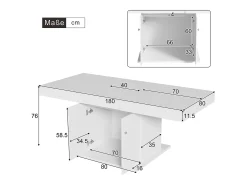 Mesa de comedor extensible - con almacenamiento debajo - estilo moderno - Blanco