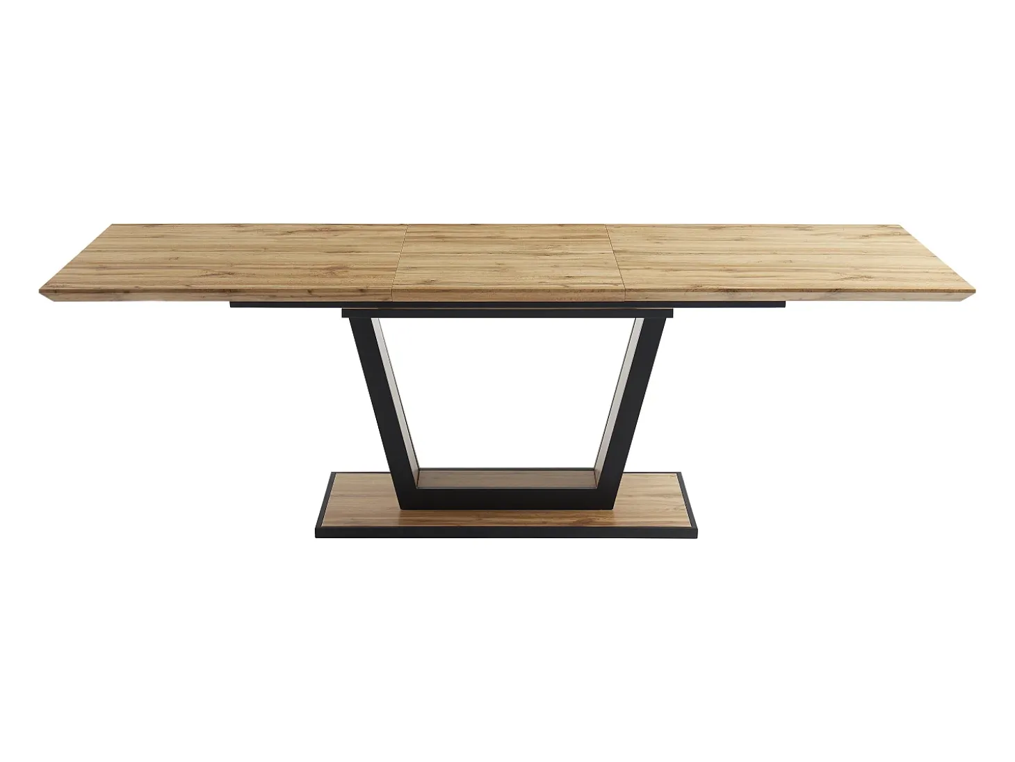 Mesa de comedor extensible 6 a 10 comensales de MDF y metal - Natural y negro - VITENO