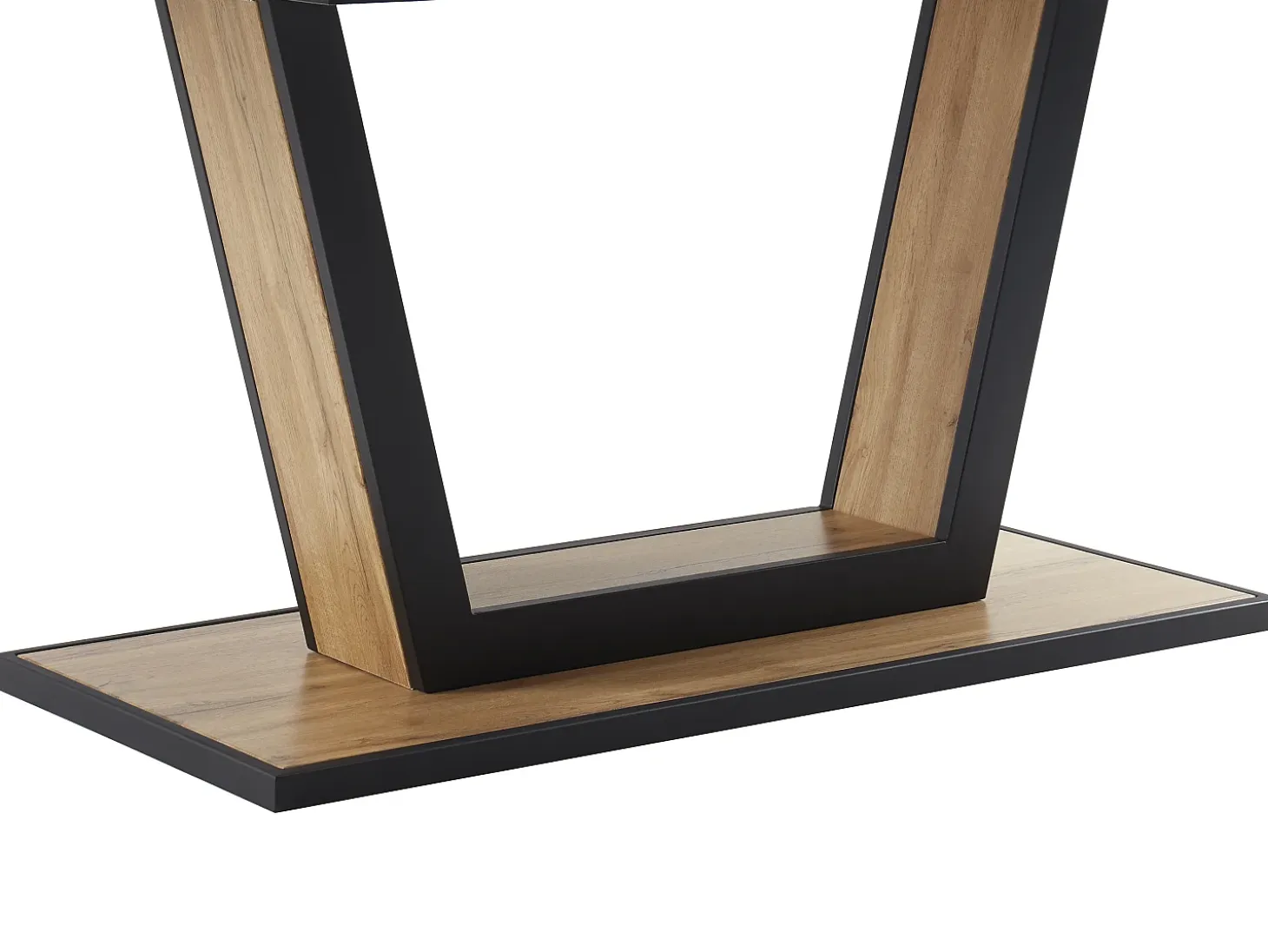 Mesa de comedor extensible 6 a 10 comensales de MDF y metal - Natural y negro - VITENO