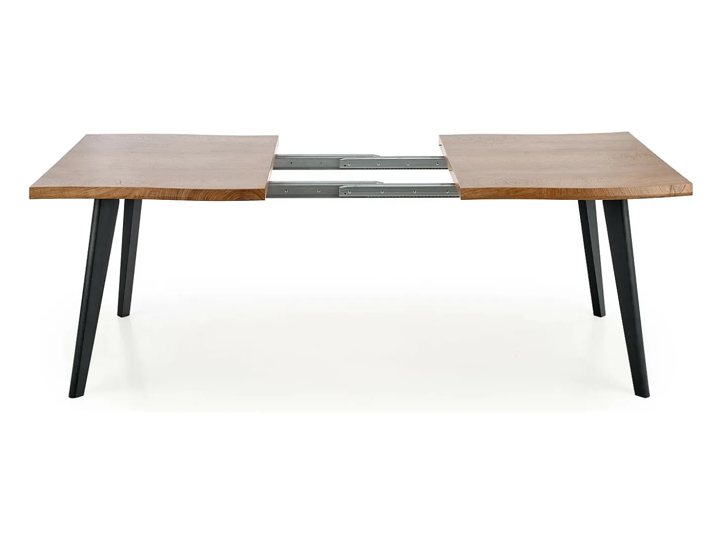 Mesa de comedor extensible de aspecto roble con patas de madera negra Milwaukee