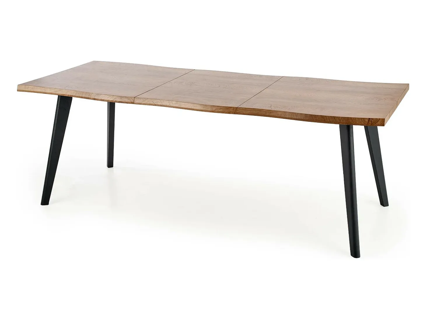 Mesa de comedor extensible de aspecto roble con patas de madera negra Milwaukee