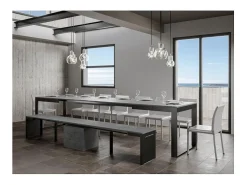 Mesa de comedor extensible tiroz evolución-Gris cemento-4 pies-180 à 440cm