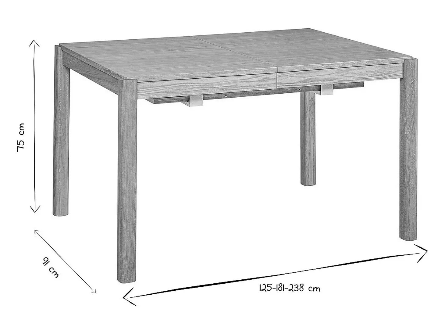 Mesa de comedor extensible acabado roble L125-238 cm AGALI