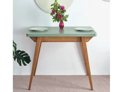 Mesa de comedor extensible 90 x 65 cm Envelope Blanco Tiza Roble