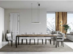 Mesa de comedor extensible Karry evolución-Color Natural-Soporte 4 pies-Ancho extensible