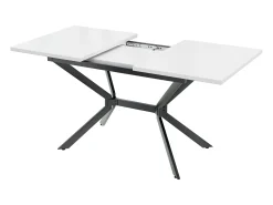 Mesa de comedor extensible para 4 a 6 cubiertos - L 120/160 x W 80 x H 75 cm - Madera MDF y metal - Blanco