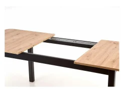 Mesa de comedor extensible BREHAT 160-228 aspecto negro y roble