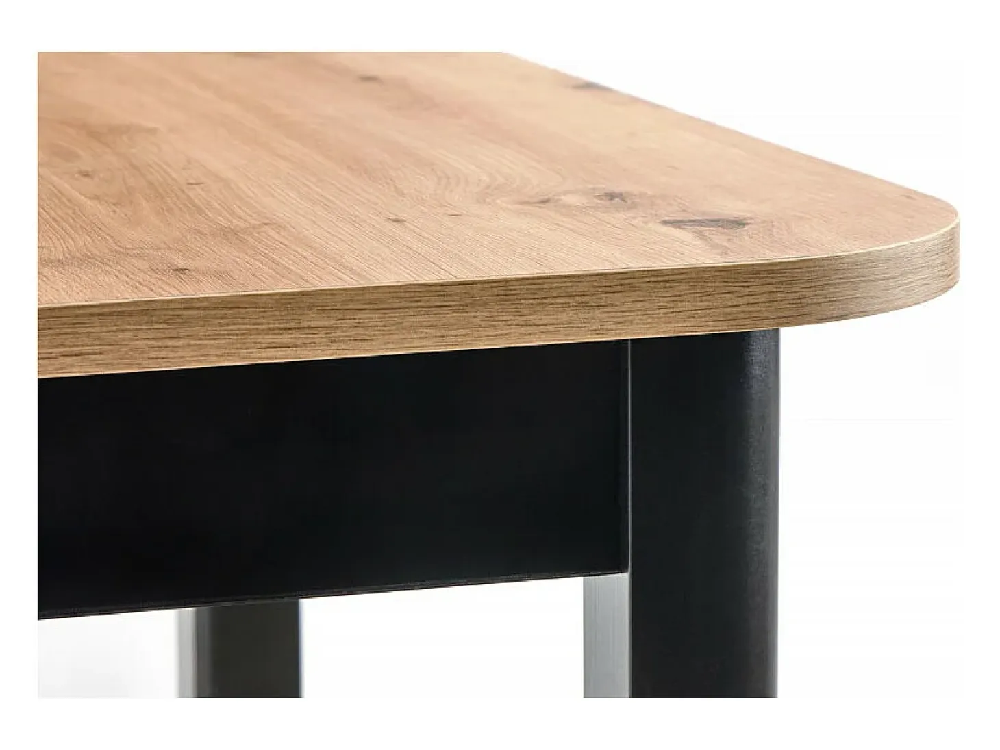 Mesa de comedor extensible BREHAT 160-228 aspecto negro y roble