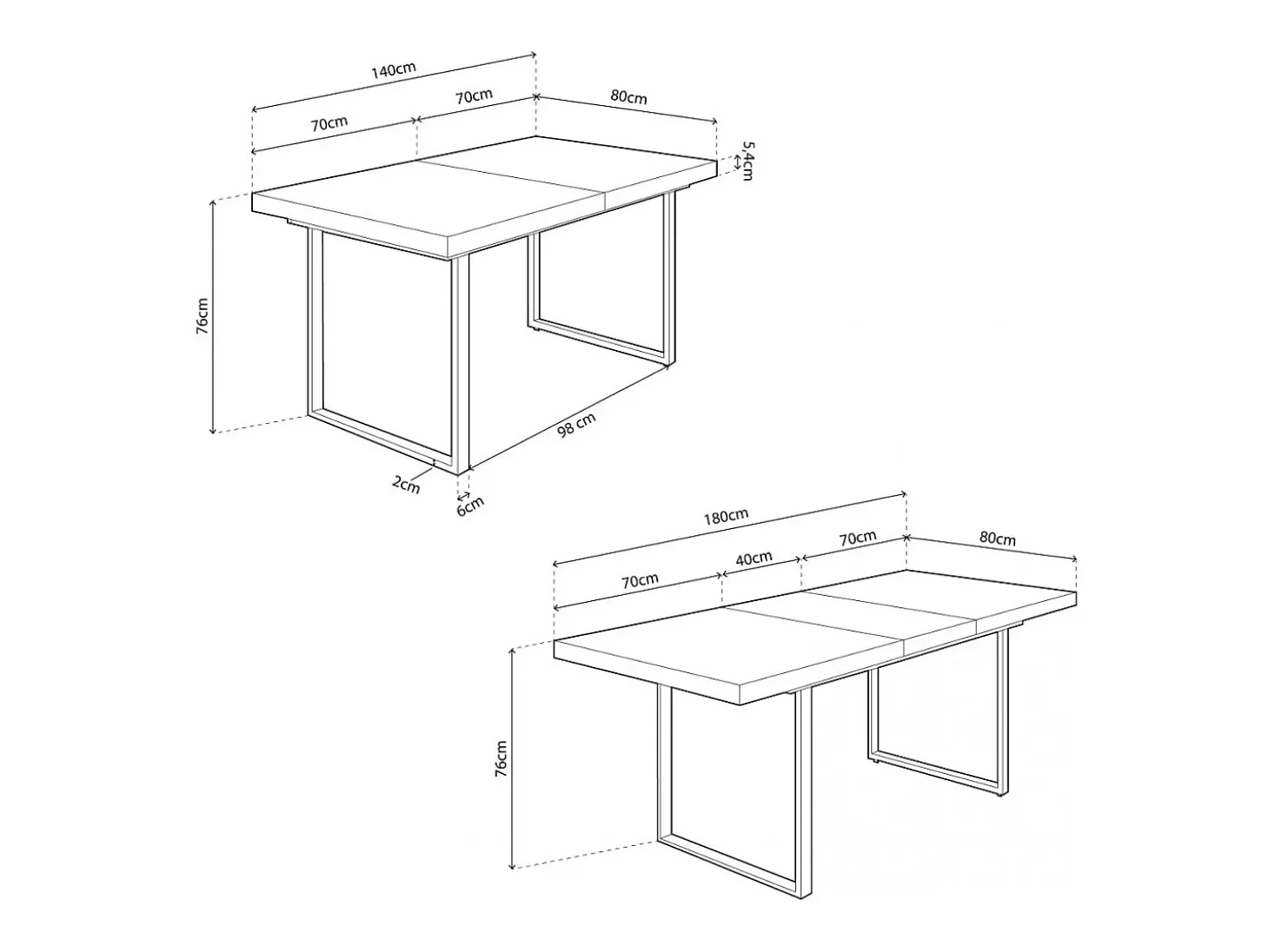 Mesa de comedor extensible Natural roble Nordish/negro 140-180x80x76 cm Adec