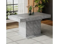 Mesa de comedor extensible (140/180 x 80 x 76 cm): ahorra espacio, multifuncional, aspecto hormigón.