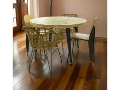 Mesa de comedor extensible Berg diseño redondo roble nordish/negro 76x120-160-200x120 cm Adec