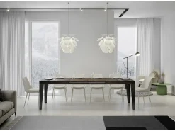 Mesa de comedor extensible Flavio-Color Marrón-Base y soporte con ruedas-Alargaderas -Ancho extensible