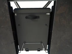 Mesa de comedor extensible para 4 a 6 personas en cerámica, MDF y metal - Efecto mármol marrón y gris - FEROLA