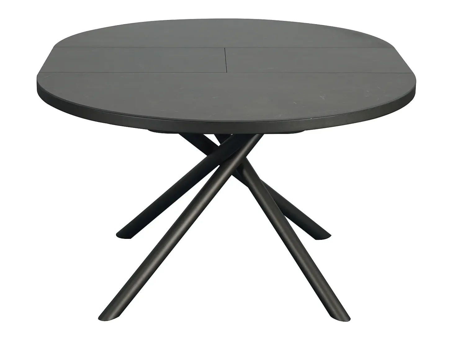 Mesa de comedor extensible para 4 a 6 personas en cerámica, MDF y metal - Efecto mármol marrón y gris - FEROLA