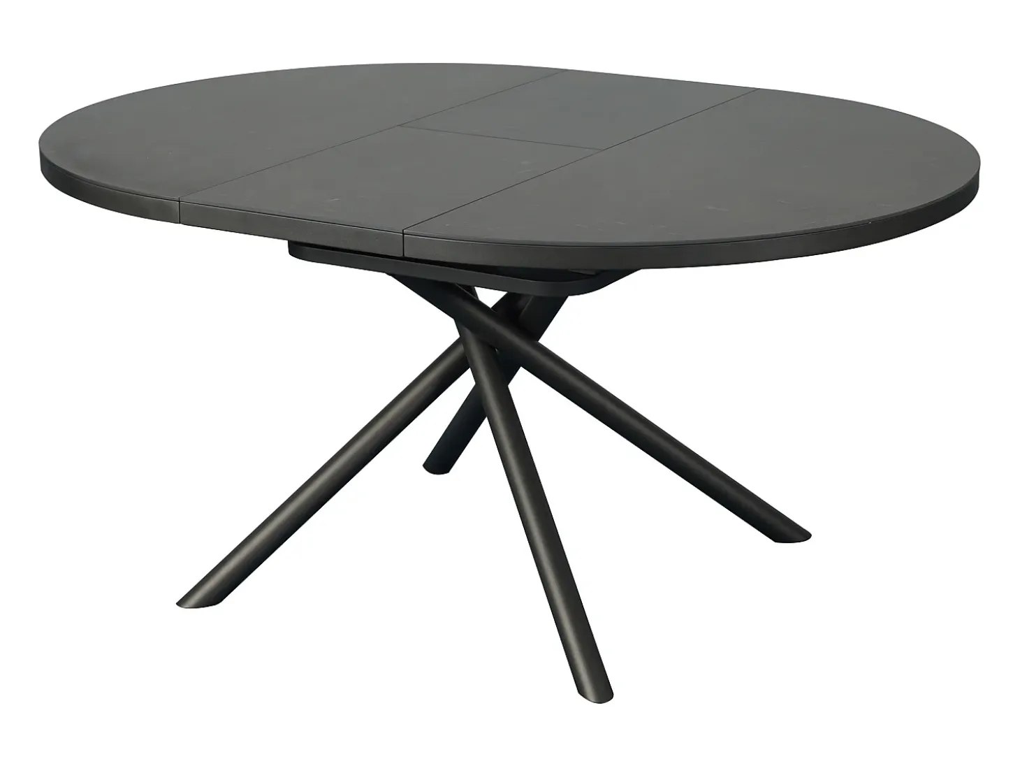 Mesa de comedor extensible para 4 a 6 personas en cerámica, MDF y metal - Efecto mármol marrón y gris - FEROLA
