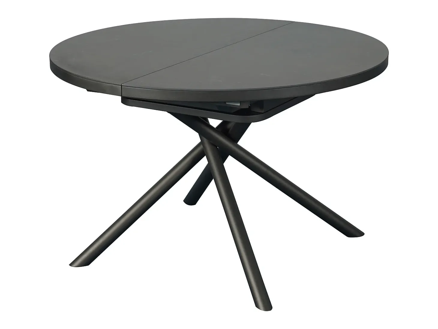 Mesa de comedor extensible para 4 a 6 personas en cerámica, MDF y metal - Efecto mármol marrón y gris - FEROLA