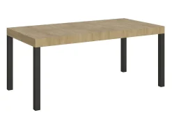 Mesa de comedor extensible Karry-Color Blanco-Soporte 4 pies-Ancho extensible