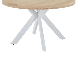 Mesa de comedor extensible para 4 a 8 personas en MDF y acero - Natural y blanco - KOMONI