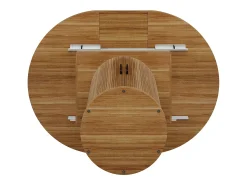 Mesa de comedor extensible, 118-158 cm, nogal, mesa de comedor redonda con espacio de almacenamiento