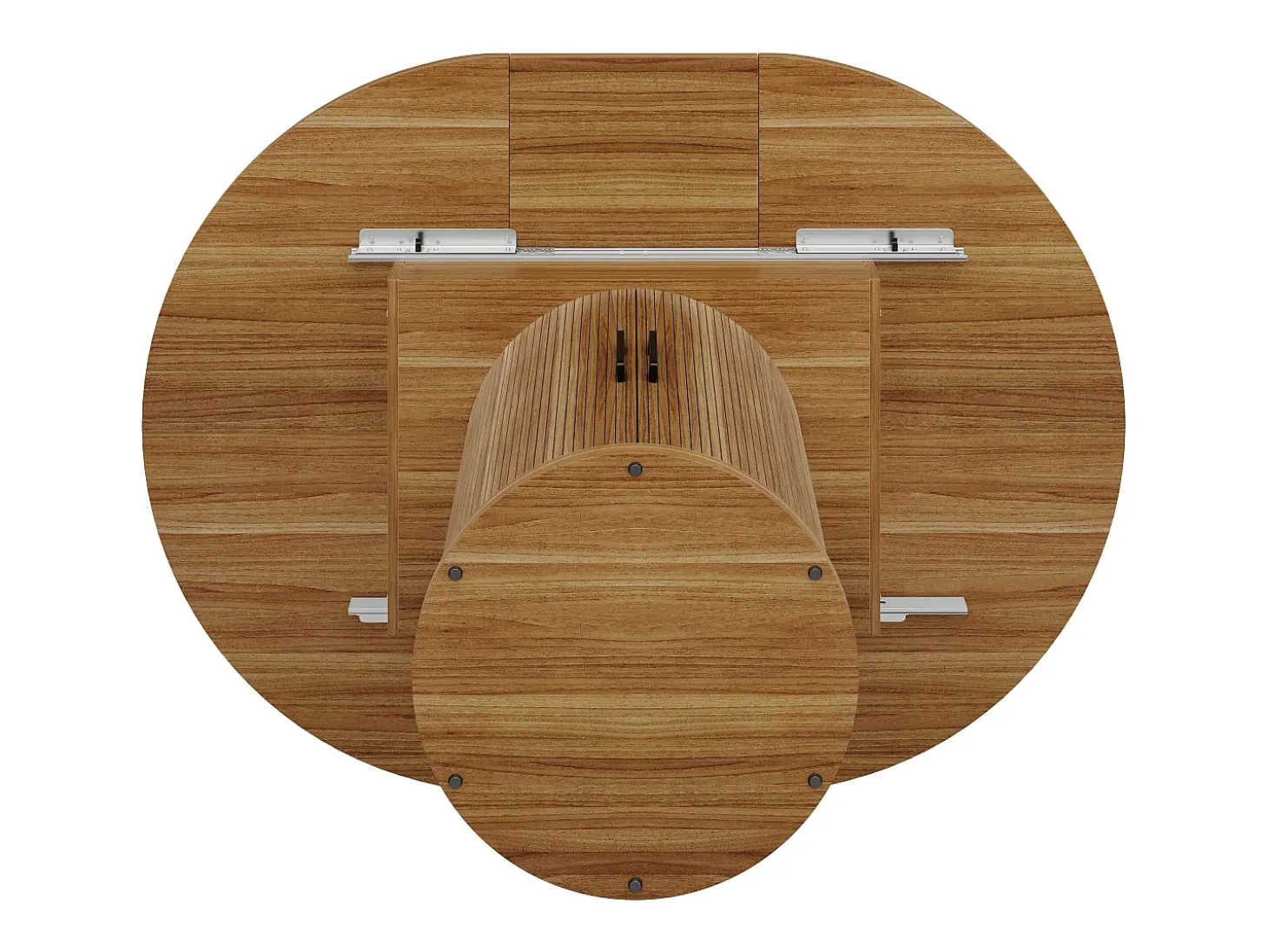 Mesa de comedor extensible, 118-158 cm, nogal, mesa de comedor redonda con espacio de almacenamiento