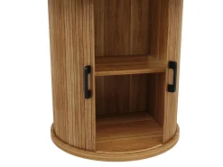 Mesa de comedor extensible, 118-158 cm, nogal, mesa de comedor redonda con espacio de almacenamiento