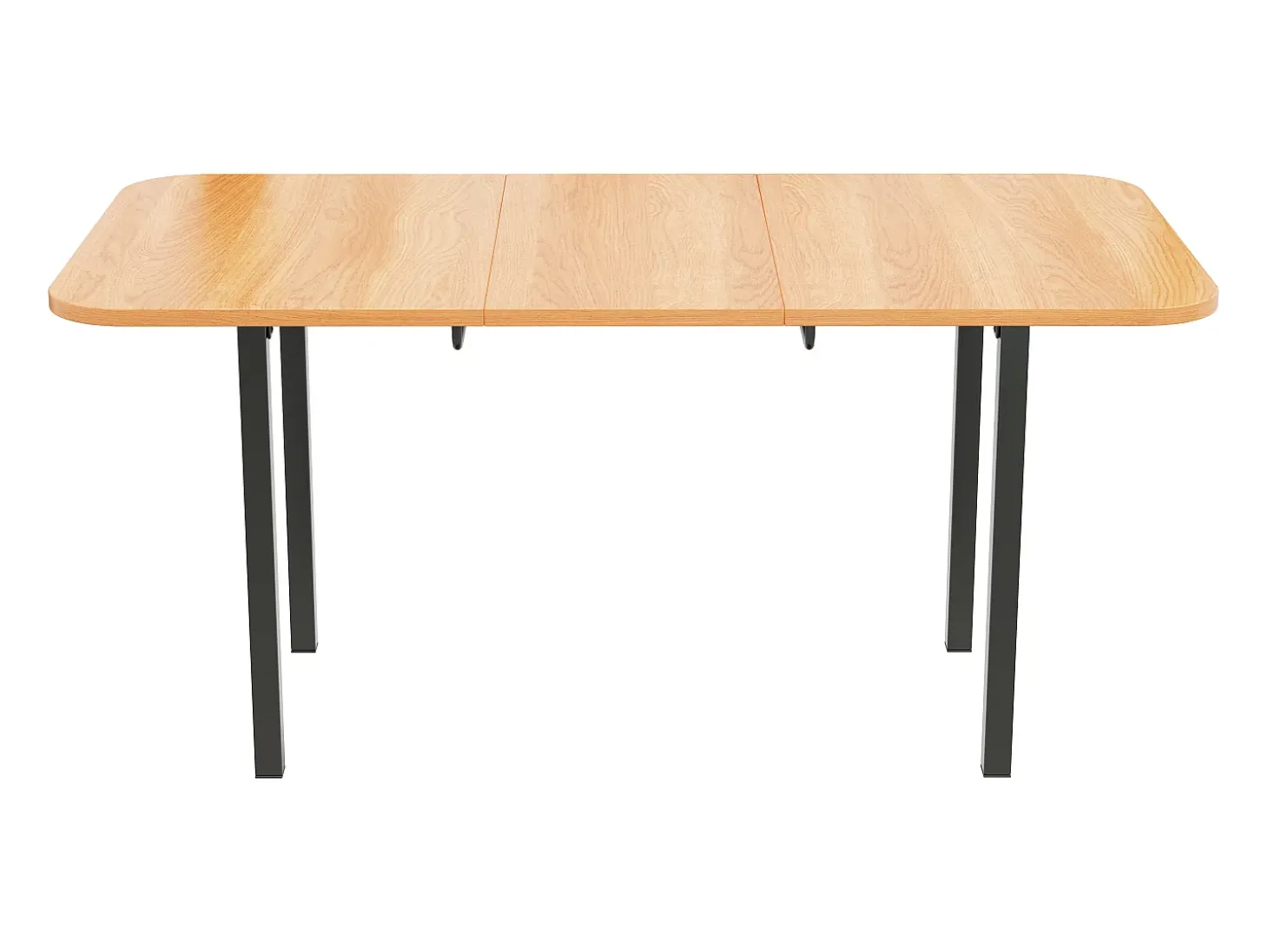 Mesa de comedor extensible, diseño moderno, MDF, acabado madera natural + patas de metal plateado, para 4-6 personas (L120-160 x P80 x H75 cm)