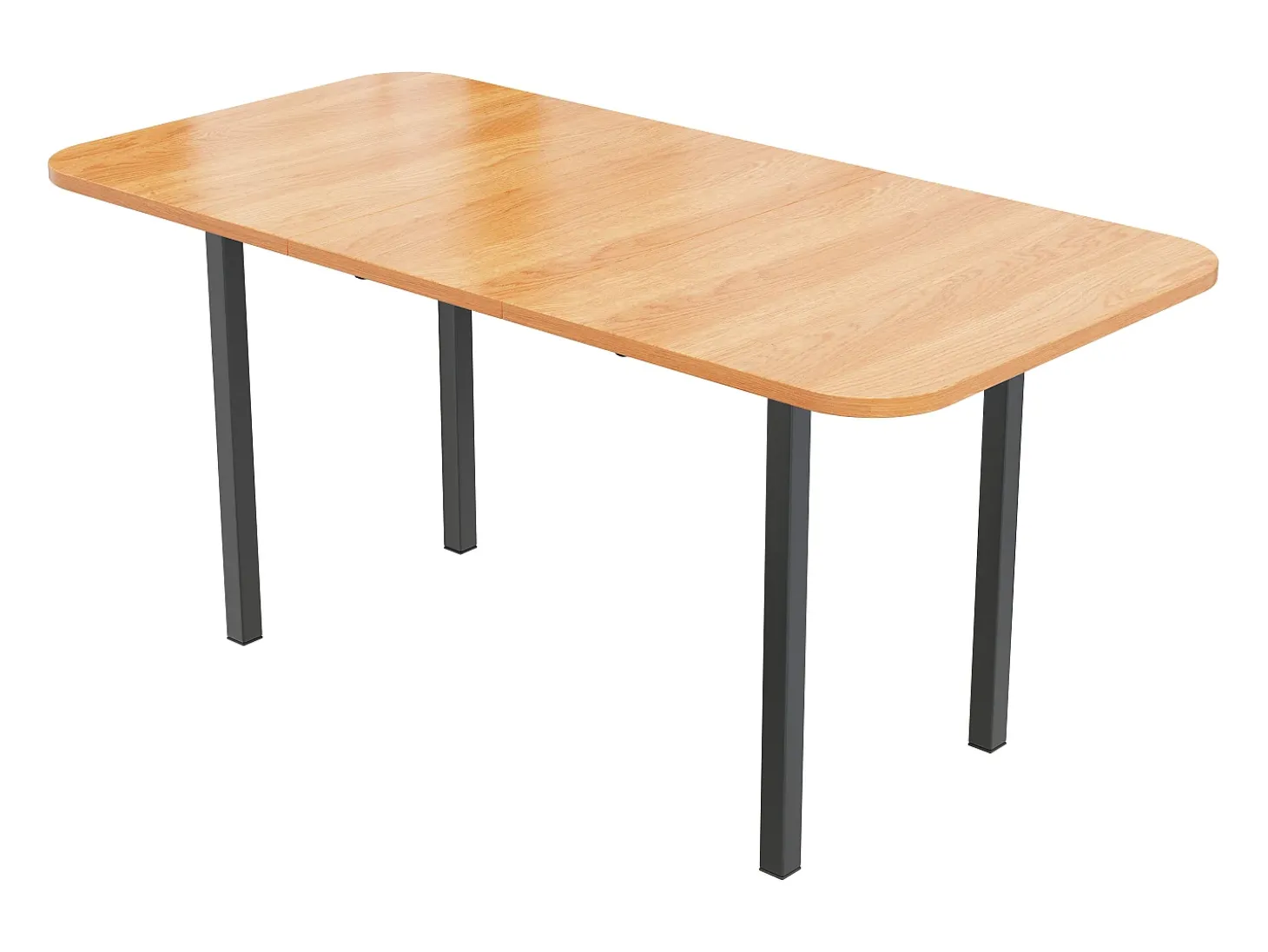 Mesa de comedor extensible, diseño moderno, MDF, acabado madera natural + patas de metal plateado, para 4-6 personas (L120-160 x P80 x H75 cm)