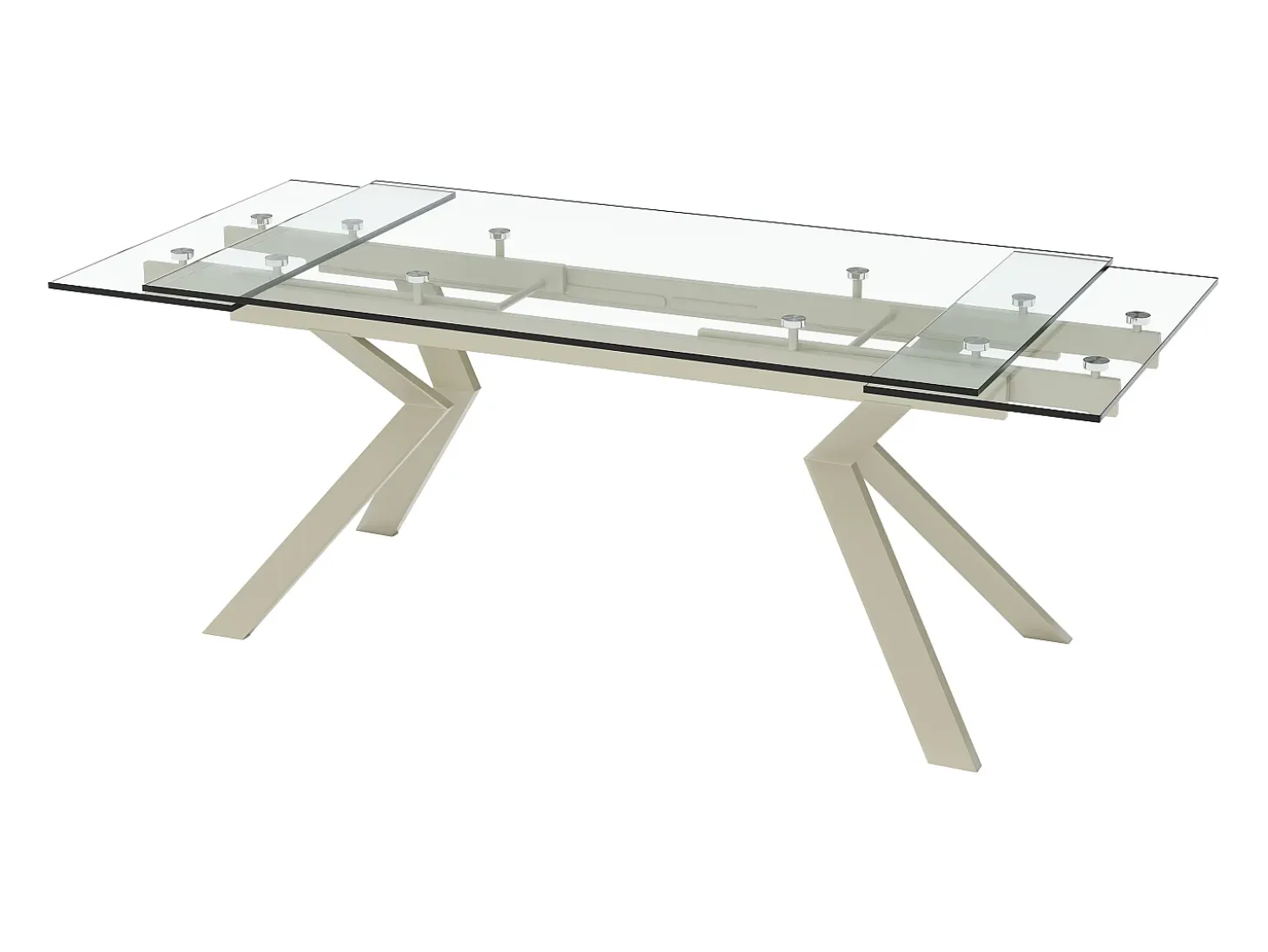 Mesa de comedor extensible en vidrio templado y de metal beige - Transparente - VELIKA