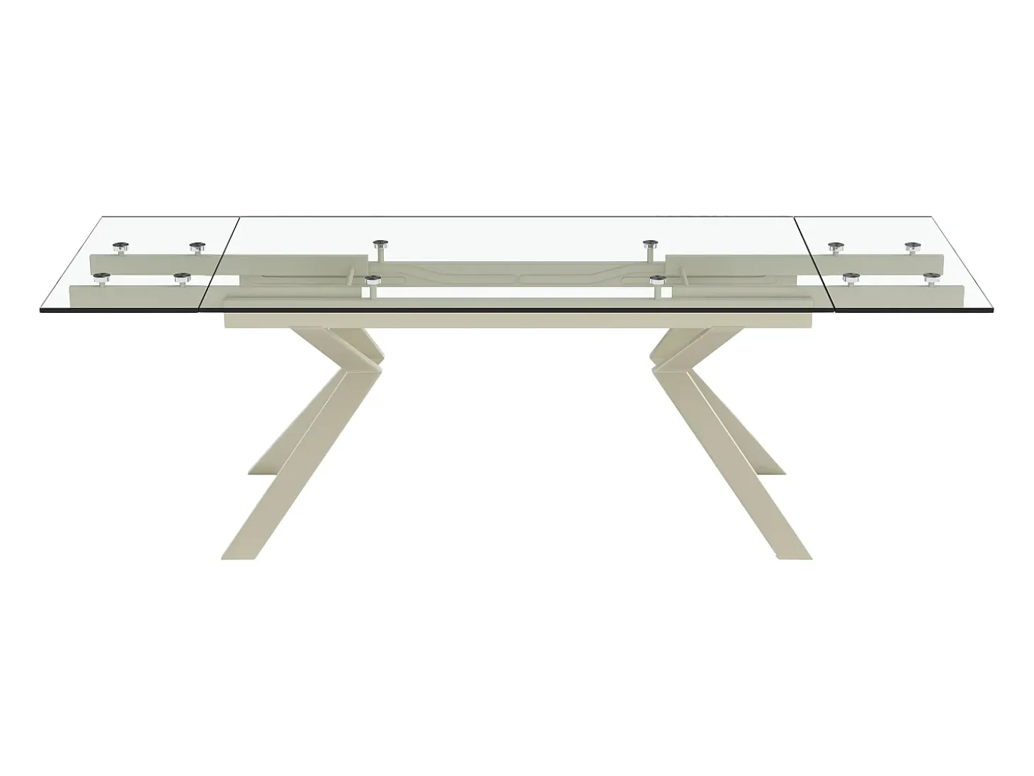 Mesa de comedor extensible en vidrio templado y de metal beige - Transparente - VELIKA