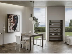 Mesa de comedor extensible tiroz-Color Marrón-Soporte 4 pies-5 alargaderas gruesas-Ancho extensible