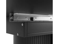 Mesa de comedor extensible, 118-158 cm, negra, mesa de comedor redonda con espacio de almacenamiento