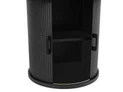Mesa de comedor extensible, 118-158 cm, negra, mesa de comedor redonda con espacio de almacenamiento